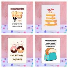 4 Style Fun Wedding Greeting Card With Cute Cartoon Role, Humorous Congratulations Toast For Happy Couple, Wedding Card, Engagement Card - Multicolor - View 3