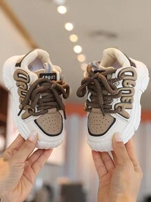 1 Pair 2026 New Kids' Sports Running Shoes, Fashionable Casual Chunky Sneakers For Boys - Khaki - View 8