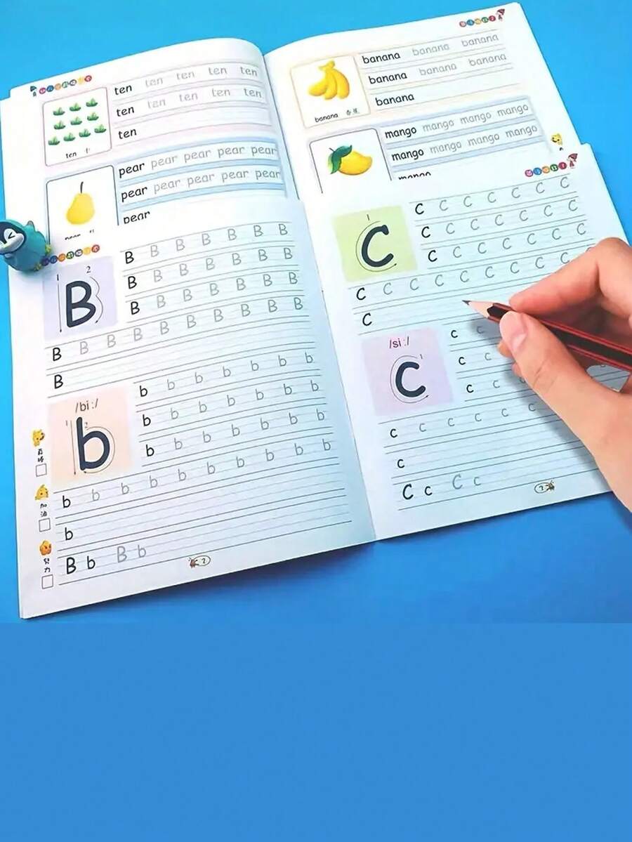 2 Packs English Picture Books - ABC Writing Practice Workbooks, Handwriting Practice For Preschool Children, Early Education Writing Primer - Multicolor - View 1