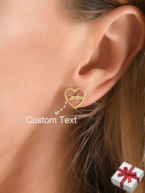 Boucles d'oreilles personnalisées en acier inoxydable en forme de cœur avec des alphabets pour femmes, boucles d'oreilles avec nom personnalisé, bijoux de style bohémien pour les vacances à la plage, cadeaux pour la petite amie