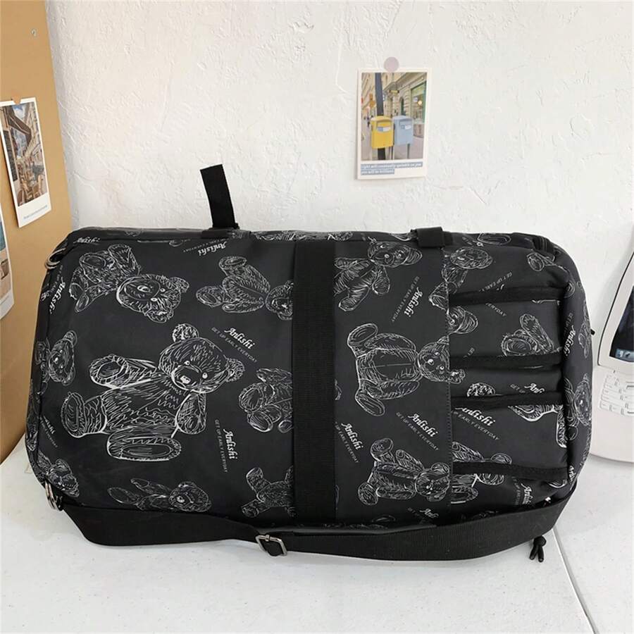 1 Túi Du Lịch Khoảng Cách Ngắn Đa Năng Oxford, Ba Lô Chặn Màu Hoạt Hình Dung Tích Lớn Cho Cặp Đôi, Nam Và Nữ, Thể Thao, Tập Gym, Túi Đeo Vai Đôi, túi Đeo Ngang, Túi Đựng Đồ Học Sinh Đa Năng, Thích Hợp Cho Nữ, Nam, Học Sinh, Đi Làm Hàng Ngày , Du lịch và Thể hình - màu đen - Xem 1