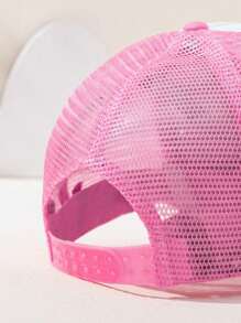 1pc Unisex Y2K Style Landscape & Letter Printed Sun Hat, Suitable For Outdoor Sports And Daily Wear - Pink - View 4