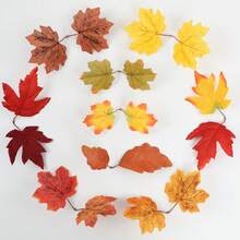 5pcs/50pcsArtificial Maple Leaf Halloween Harvest Festival Thanksgiving Home Decoration Fall Color System Simulation Maple Leaf - Multicolor - View 3