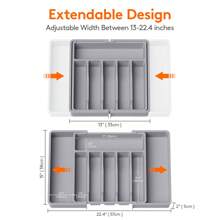 Silverware Drawer Organizer, Expandable Utensil Tray For Kitchen, Flatware And Cutlery Holder, Adjustable Plastic Storage For Spoons Forks Knives, Large - Grey - View 5