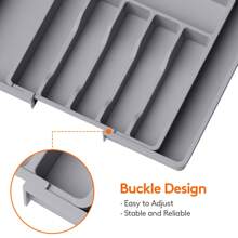 Silverware Drawer Organizer, Expandable Utensil Tray For Kitchen, Flatware And Cutlery Holder, Adjustable Plastic Storage For Spoons Forks Knives, Large - Grey - View 6