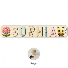 個性化兒童木製拼圖，個性化名字拼圖，3D字母拼圖玩具適用於學齡前兒童，可定制的兒童木製拼圖玩具，早教玩具男孩，蒙德梭利女孩玩具，定制名字拼圖，3 4 5 6歲男孩女孩的首1/ 2生日禮物，復活節Xmas聖誕節幼兒禮物，字母和圖案板拼圖，認知配對，手抓板，木製玩具 - 附釘子 - 查看 10