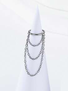 16G Stainless Steel Cartilage Earrings Hoop 8mm Helix Piercing Jewelry With Double Chains Hypoallergenic Hinged Clicker