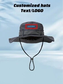 1 Piece Of Custom Text/LOGO Unisex Breathable Sunshade Adjustable Rope Western Cowboy Bucket Hat Suitable For Outdoor Sports Mountaineering And Fishing Hat