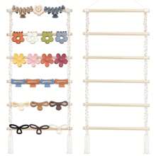 Hair Claw Clip Organizer,Macrame Hanging Hair Clip Holder And Storage For Girls,Claw Clips Hanger Home Boho Decor For Wall,Door,Closet - Beige-1 - View 2
