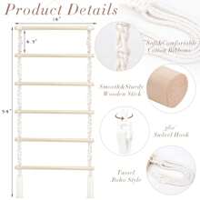 Hair Claw Clip Organizer,Macrame Hanging Hair Clip Holder And Storage For Girls,Claw Clips Hanger Home Boho Decor For Wall,Door,Closet - Beige-1 - View 3