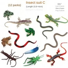 Realistic Insect, Reptile & Amphibian Toy Set, Including Cockroach, Fly, Frog, Snake, Grasshopper, Centipede, Ant, Mantis, Slug, Lizard, Chameleon - Educational & Fun Gift For Kids Room Decoration - Multicolor - View 8