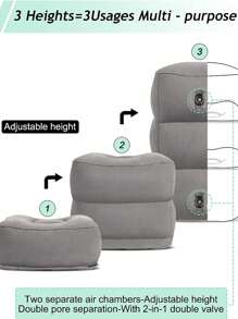 Gray color, inflation tools not included. Travel Footrest Pillow - Inflatable Footrest for Kids Aircraft Bed Sleeping Flight Leg Pillow, Inflatable Footrest Pillow, Adjustable Height Cushion, Adjustable 3 Levels, Adult Aircraft Travel Pillow - Great for Planes Trains Cars and Office for Kids Traveling Perfect for Sleeping in Bed Office, Home and Any Travel - Grey - View 4