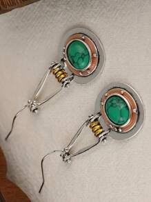 1pair Stylish Creative Retro Bohemian Style Earrings For Women's Daily Wear - Antique Silver - View 3
