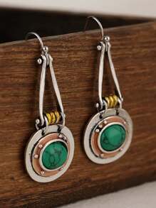 1pair Stylish Creative Retro Bohemian Style Earrings For Women's Daily Wear - Antique Silver - View 2