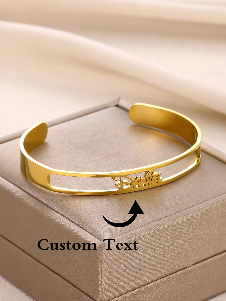Custom Name Bracelets & Bangles Stainless Steel Personalized Roman Numerals Birth Date Latitude Longitude Bangles Women Gifts - BD014G-5 - View 1