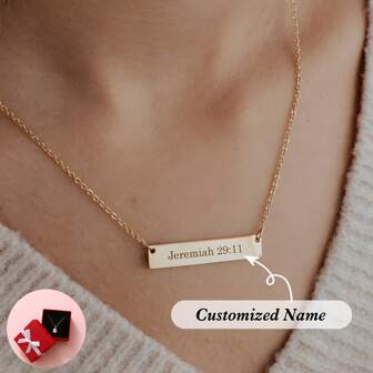 Personalized Bar Necklace . Custom Engraved . Name Necklace . Date Necklace . Coordinates Necklace . Bridesmaids Gifts. Personalized Jewelry, Gold, Stylish, Colorful, Vintage, Simple, Unisex, Casual, Cuties, Custom, Personalized, Unique, Ideal Gifts For Him, Ideal Gifts For Her, Her, Boyfriend, Girlfriend, Dad, Mom, Family, Friends, For Anniversaries, For Birthdays, For Graduation, For Prom, For Party, Prom Season,Chic Autumn,Jewelry & Watches,Customized Fashion Engraved Necklaces