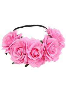 1个玫瑰花冠，高19.68英寸（50厘米），新娘发饰，适用于婚礼、派对、海滩度假、波西米亚风装饰道具。情人节配饰 - 彩色 - 查看 23