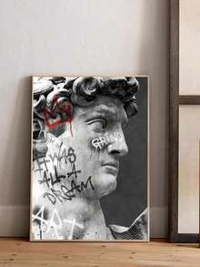 1入組帆布印花畫，現代藝術，雕塑塗鴉，北歐經典風格，入口/走廊，臥室牆上裝飾，客廳沙發背景，裝飾海報(不帶框架)，最大尺寸達60*90cm，是理想的完美禮物，家居裝飾，PVC硬管安全包裝 - 彩色 - 查看 2