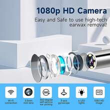 Visual Ear Pick,Intelligent Visual Ear Scoop,Ear Wax Removal,Ear Cleaner HD Camera,Smart Visual Earwax Cleaning Tool With 6 LED Lights,6 Ear Scoop Ear Tips Replacement,Ear Cleaner For IOS & Android - Black - View 7