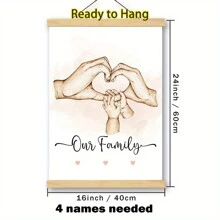 1Pc Customize Wooden Frame Hanging Scroll Painting, Personalized Surname Canvas Poster, Custom Hand Wall Art Canvas Poster, Family Art Printing Poster, Home Decoration Bedroom, Living Room, Study Decoration Painting, Perfect Family Holiday Birthday Gift, Valentine Day, Valentine Day Decor Gifts Graduation - Multicolor - View 10