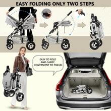 Kinder King 2 In 1 Convertible Baby Stroller, Folding High Landscape Infant Carriage, Newborn Reversible Pram, Adjustable Canopy, Diaper Bag - 淺灰色 - 查看 8