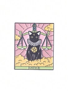 1 szt. Śliczne kreatywne Tarot słońce i księżyc kompas seria czarny kot metalowa emaliowana plakietka broszka bankiet odzież na co dzień jako prezent dla przyjaciół - Wielokolorowe - Zobacz 10