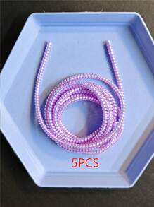 Set de 5 protectores de cable coloridos con láser, resistentes a roturas, con carga USB y protección de resorte, compatibles con teléfonos, auriculares y dispositivos de carga.