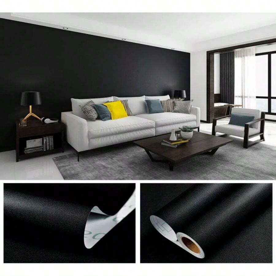 Kit 2 Pieces Paper Furniture Wall Wood Electro Adhesive Contact 5 Meters - 黑色 - 查看 1