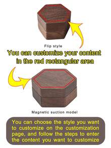 Hộp đựng trang sức mini hình lục giác bằng gỗ óc chó tùy chỉnh 1 chiếc, thiết kế từ tính, phong cách cổ điển sang trọng nhẹ nhàng, hộp đựng nhẫn cầu hôn, cũng thích hợp để cất giữ nhẫn, hoa tai và mặt dây chuyền - màu nâu - Xem 1