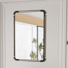 Decorative Wall Mirror 36x24 Inch Rectangular Accent Mirror With Metal Tube Edge For Livingroom Dining Room Bedroom Hallway - Black - View 4