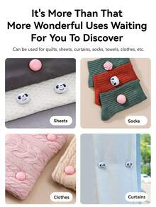 1盒含8个钉子被子扣件被角防跑扣钉子床单被套四角防滑神器居家安全亲肤无痕可拆卸重复使用被子钉 - 彩色 - 查看 10