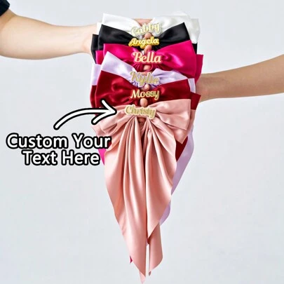 Custom Text Women's Bow Hair Clips, Fashionable Universal Bow Hair Accessories, Cute For Daily Outfits And Travel Sequines, Fashionable, Colorful, Cute, Adorable, Contracted, Kawaii, Y2K, Stylish, Fall Fashion, Casual, 2000s Fashion, Cuties Custom, Personalized, Unique, Customized Ideal Gifts For Her Girlfriend, Family, Friends, Grandparents, Children For Graduation, For Weddings, For Christmas, For Winter, For Fall/Autumn, For Holiday Finds, Winter Fashion, Christmas Gift, Personalized Gifts For Women/Men,Customized Hair Accessories,Easy Comfort