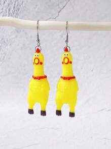 1pair Fashionable European And American Creative Mini Squeeze Chicken Animal Shaped Women's Earrings, Suitable For Daily Wear