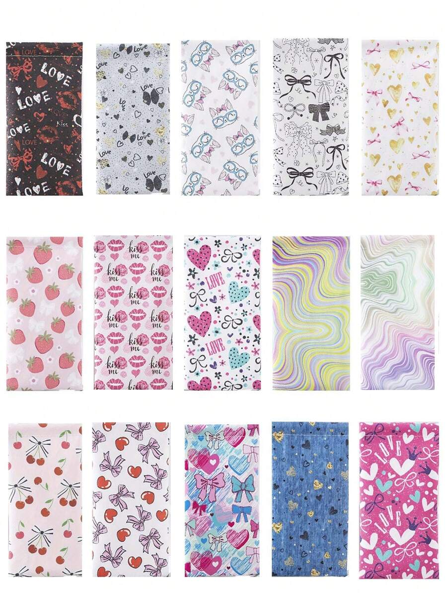 1 pieza Estuche plegable y portátil para gafas de mujer/niña con estampado - Multicolor - Ver 1