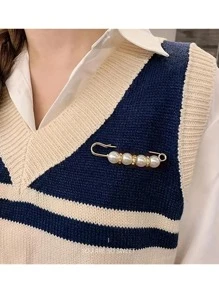 6/12/18/20 Stücke Kunstperlen Taillenknöpfe, süße Broschen, Kunstperlen Broschen, einstellbare Hosen Knöpfe, Legierung Hosen Taillenclips, einstellbare Kleidung Straffzieher, Multi-Größe, Mode Accessoires - Weiss - Übersicht 6