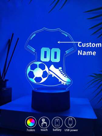1pc Creative Personalized 3D Night Light With Custom Name, A Creative Gift For Football Fans And Sports Lovers On Birthdays, Anniversaries, And Graduation Ceremonies Fashionable,Colorful,Contracted,Kawaii,Y2K,Minimal Chic,Cute Custom,Personalized,Unique Ideal Gifts For Him Boyfriend,Her,Girlfriend,Family,Friends For Christmas,For Halloween,For Winter,For Fall/Autumn Christmas Decor,Nightlight,Neon Lights,Home Goods,Room Decor, Finds,Holiday Decor,Christmas Lights