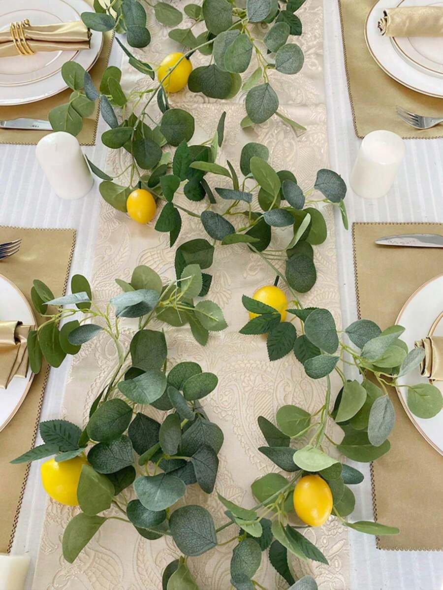 6.4ft Artificial Lemon Garland, Spring Greenery Garland With Lemons And