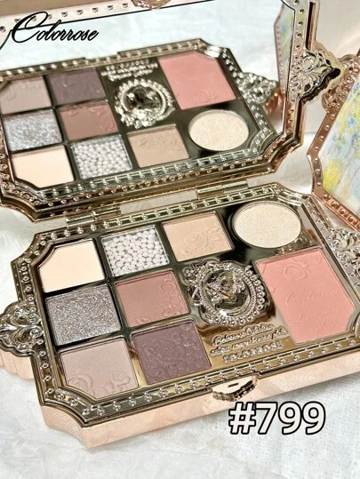 COLORROSE Paleta de sombras de ojos en polvo sedoso mate, paleta de maquillaje multifuncional, alto poder de color, sombras de ojos mate de larga duración, ligera y suave, con espejo, iluminador, contorno y rubor