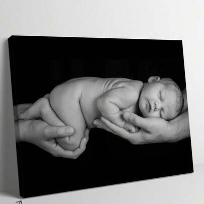 1 pieza Foto enmarcada de recién nacido o CUALQUIER foto en lienzo para pared, cartel de imagen, fotos de recién nacidos, fotos familiares, regalo personalizado con foto, regalo para mamá en lienzo para pared multifuncional, exquisito ornamental, elegante, de alta calidad, personalizado para sala de té, hogar, jardín, oficina, para aniversarios, para el Día de San Valentín, para el Día de la Madre, para cumpleaños, para el Día del Padre, para graduación, para bodas, para inauguración de casa, ambiente cálido, decoración de otoño, amor eterno