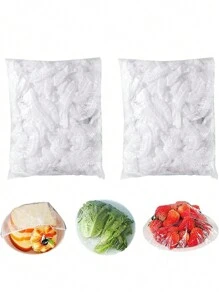 100pcs/200pcs/300pcs Reusable Silicone Stretch Lids, Food Fresh Keeping Covers, Universal Elastic Seal Wrap For Bowls, Cups, Containers - Transparent - View 2