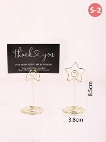 5pcs/10pcs Mini Table Number Holders, Gold Round Menu Card Clip, Great For Weddings, Birthdays, Anniversaries, Parties, Table Place Cards, Wire Picture Frames, Desk Photo Holder, Table Decorations, Back To School Valentine Day