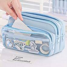 1sets, 2024 New Transparent Pencil Case, With A Unique Stepped Design And A Huge Capacity For Multi-Layer Pencil Cases. Creative Multifunctional Student Pencil Case, Waterproof Material Is Durable And Dirt Resistant, Loved By Students. It Is Also A Storage Item For Office, Student, And School Use - Multicolor - View 8