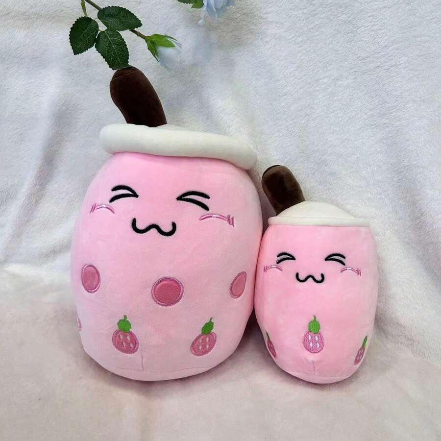 1 pezzo Cuscino peluche a forma di tè al latte simulato carino, bambola tazza di tè al latte alla frutta divertente, regalo per il letto - Multicolore - Visualizzare 1