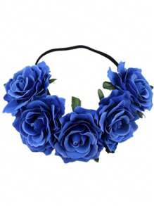 1个玫瑰花冠，高19.68英寸（50厘米），新娘发饰，适用于婚礼、派对、海滩度假、波西米亚风装饰道具。情人节配饰 - 彩色 - 查看 19