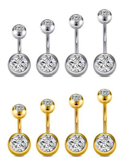 CIZME 1 件 14G 6MM 8MM 10MM 12MM 不锈钢肚脐环、肚脐环、不锈钢肚脐环、女式肚脐环、女式肚脐环、肚脐环穿孔首饰、女式不锈钢钻石肚脐环、短杆长杆肚脐穿孔、肚脐穿孔、肚脐环穿孔首饰