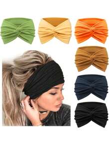 1/6 Confezioni di fasce per capelli turbante per donna, fasce vintage larghe annodate, accessori carini per capelli, fasce per capelli autunno inverno, accessori per capelli per donna, per outfit da vacanza, donna elegante, sciarpa donna, bandana morbida