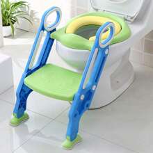 LILIIN Potty Trainer For Children 1-7 Years Green + Blue / Purple + Blue Toilet Trainer With Stairs Height Adjustable Learning Potty With PU Padded & Non-Slip Pedal Foldable Toilet Seat - Green - View 2
