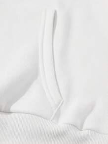 Sudadera con capucha para hombre con estampado floral y eslogan, bolsillo canguro y cordón de ajuste - Blanco - Ver 4