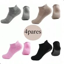 Calcetines Para Yoga Pilates Con Base Antiderrapante 4 Pares - Multicolor - Ver 2
