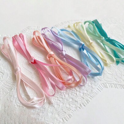 1pc/10yds 3mm Narrow Long Ribbon Bookmarks Hair Ties DIY Gift Wrapping Bowknot Satin Double-Sided Ribbon,Christmas Valentine Day